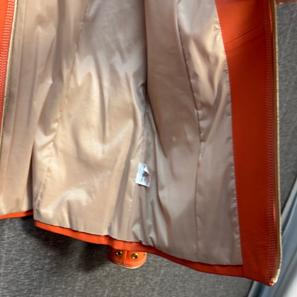 St. John Sport by Marie Gray Orange Lamb Leather Jacket with Gold Accents - Picture 12 of 12
